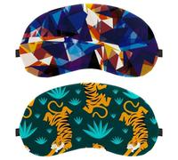 2 máscaras para dormir de lado para hombres y mujeres, patrón de tigre salvaje, bloqueo de luz, máscara de ojos con correa ajustable, venda nocturna para los ojos