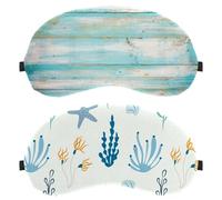 2 máscaras para dormir dibujadas a mano coral con animales marinos, máscara de ojos para hombres y mujeres, sin presión, máscara de ojos transpirable para dormir, bloqueo de luz