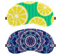 2 máscaras para dormir, máscara de ojos para hombres y mujeres, máscara de ojos de henna psicodélica, color morado indio, transpirable, cero presión ocular para dormir