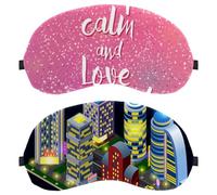 2 máscaras para dormir para edificios de ciudades nocturnas, antifaz para hombres y mujeres, transpirables, cero presión ocular para dormir