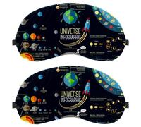 2 máscaras para dormir, sombra de ojos para dormir de lado, hombres y mujeres, galaxias universo, bloqueo de luz espacial, cubierta de máscara de ojos con correa ajustable, venda nocturna