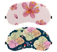 2 máscaras para dormir, sombra de ojos para dormir de lado, hombres y mujeres, patrón de flores de zorro, bloqueo de luz, cubierta de máscara de ojos con correa ajustable, venda nocturna para los ojos