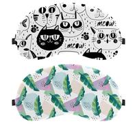 2 máscaras para dormir tropicales con hojas y formas coloridas, bloquea completamente la luz para dormir de lado, cero presión ocular con los ojos vendados, cubierta ajustable para sombra de ojos