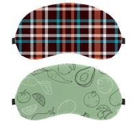 2 máscaras verdes dibujadas a mano con patrón de alimentos saludables, antifaz para hombres y mujeres, sin presión, transpirable, bloqueo de luz