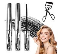 2 mascarillas para mujeres mayores con rizador de pestañas de belleza, 2026, máscara de metal con cepillo de metal, resistente al agua, 3D rizado de pestañas, volumen de larga duración, oscilación sin