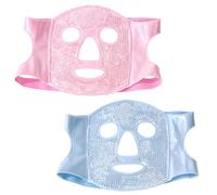 2 mascarillas refrescantes para la cara, antifaz reutilizable para dormir, antifaz para migrañas, ojeras, máscara de hielo con terapia de calor y frío, diadema ajustable para hombres, mujeres, niños