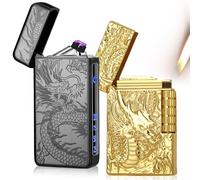 2 mecheros de dragón, encendedor eléctrico de arco eléctrico + encendedor de metal de llama suave, USB C recargable y gas butano recargables para velas, regalo de cocina para hombres (NO gas)