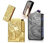 2 mecheros de dragón, encendedor fresco, encendedor eléctrico y encendedor de metal de llama suave, USB C recargable y encendedor de butano recargable, encendedor giratorio para regalo, hombres (no
