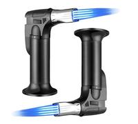 2 mecheros de tormenta con 4 llamas de chorro, recargables a gas, encendedor de velas, eléctrico, resistente al viento, para velas, cocina, camping, barbacoa, chimenea, regalos para hombres (sin gas)