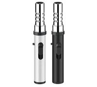 2 mecheros de varilla, llama de chorro de gas, rellenable, gas butano rellenable, gas butano recargable, encendedor de gas para velas, cocina, camping, barbacoa, chimenea (plata, negro)