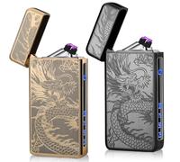 2 mecheros eléctricos, arc plasma mechero, luz de dragón con indicador de batería LED, recargable por USB, resistente al viento, luz de arco para velas, barbacoa