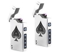2 mecheros eléctricos, arco eléctrico, encendedor portátil con indicador de batería, recargable mediante USB, unisex, regalo con caja de regalo (plata Ace)