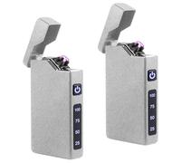 2 mecheros eléctricos, arco eléctrico, encendedor portátil con indicador de batería, recargable mediante USB, unisex, regalo con caja de regalo (plata)