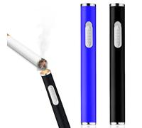 2 mecheros USB, 8,6 cm, pequeño, eléctrico, recargable, sin llama, encendedor eléctrico portátil (negro y azul)