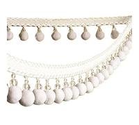 2 Meters Pompom Trim Braid Hanging Ball Fringe Ribbon Lace Fabric for DIY Upholstery and Sewing Projects(Wit)