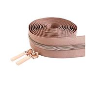 2 metros 5# Deslizadores de cremallera de dientes de oro rosa, cremalleras de nailon, Kits de reparación de ropa de tienda, accesorios de costura Diy, Nude, 2 metros + 4 deslizadores