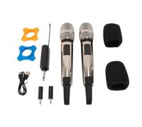 2 Micrófonos Inalámbricos, Micrófono Dinámico Inalámbrico de Mano de Metal UHF Recargable, Rango de 328 Pies, Micrófono Dinámico Inalámbrico para KTV Karaoke Boda Fiesta Discurso