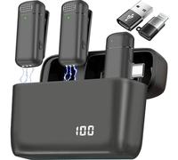 2 micrófonos Lavalier inalámbricos 3 en 1 para iPhone, iPad, USB C, Android, portátil, con funda de carga, micrófono de solapa con clip, mini micrófono inalámbrico para grabación de video, vlogging