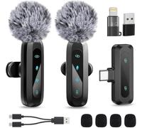2 micrófonos Lavalier inalámbricos para vídeo, Android, YouTube, Vlog, micrófono inalámbrico para teléfono móvil, reducción de ruido, micrófono Lavalier para streaming, grabación de vídeo, entrevistas