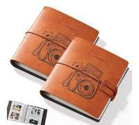 2 mini álbumes de fotos, 200 bolsillos (9 x 6 cm), funda de piel, álbum de fotos pequeño para insertar para Polaroid Snap Fujifilm Instax Mini Square Album