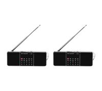 2 mini altavoces portátiles recargables estéreo L-288 con radio FM y pantalla LCD