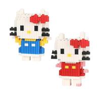 2 Mini Bloques de Construcción, Lindo Gatito Mini Bloques de Diamante, Patrón de Animado Clásico de Haciendo usted mismo, Divertido y Ladrillo, Dibujos Animados Juguete Educativo Puzzle Niños