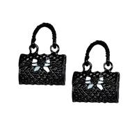 2 mini bolsos de moda para niña con lazo, bolsos de metal en miniatura negros a escala 1:12, pequeños accesorios de casa de muñecas para decoración de micro escenas, exhibición de bricolaje, adornos