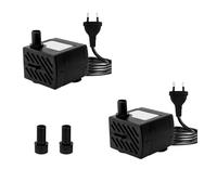 2 mini bomba sumergible de 180 l/h 3 W, ultra silenciosa para acuario, con cable de alimentación de 1,3 m, con 2 boquillas para acuario, estanque, enchufe europeo