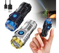 2 mini linternas con monstruo de tres ojos, recargables, linterna LED extremadamente brillante con 5 modos de luz, resistente al agua, táctica, lámpara de mano para camping, exterior, senderismo,
