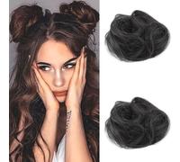 2 mini pinzas para el pelo, para hacer moños desordenados, extensiones de pelo sintético, moño espacial, moño para mujeres y niñas