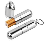 2 mini pitilleros de aluminio, pitillera de metal, resistente al agua, divisible, pastillero con llavero, caja redonda de metal para cigarrillos, para viajes, camping, perfecto para hombres y mujeres
