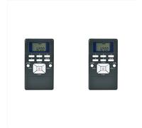 2 mini radios FM estéreo de 1,2 pulgadas con reloj digital para interpretación simultánea y auriculares con clip para gimnasio, color gris