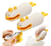 2 mini selladores de bolsas 3 en 1 en forma de pato, sellador térmico recargable por USB y cortador con imán y lazo para colgar, utensilio de cocina portátil para sellar aperitivos, patatas fritas