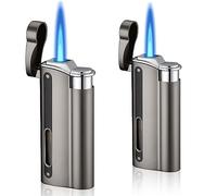 2 minilecheros de chorro: recargables, encendedor de gas butano de doble llama, gran regalo para hombres y mujeres