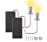 2 miniluces LED para casas de muñecas, luces LED en miniatura con soporte de batería AA e interruptor, luz micro LED, pequeñas luces LED para iluminación de casa de muñecas, vitrinas, decoración de