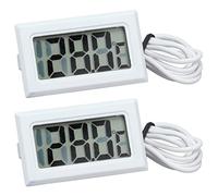 2 Minitermómetros Digitales para Interior/exterior con Sonda, Monitor Electrónico de Temperatura, Termómetro para Congelador, para Pecera, Refrigerador, Incubadora, Etc.(Blanco * 2)