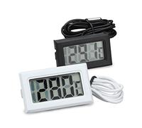 2 Minitermómetros Digitales para Interior/exterior con Sonda, Monitor Electrónico de Temperatura, Termómetro para Congelador, para Pecera, Refrigerador, Incubadora, Etc.(Negro + blanco)