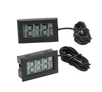 2 Minitermómetros Digitales para Interior/exterior con Sonda, Monitor Electrónico de Temperatura, Termómetro para Congelador, para Pecera, Refrigerador, Incubadora, Etc.(Negro * 2)