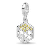 2 mm Ss Reflections - Abalorio colgante con circonita cúbica chapada en rodio y circonita cúbica de imitación con diseño de panal de abeja, regalo de joyería para mamá, talla única, Zirconia cúbica