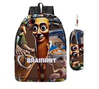 2 mochilas italianas de anime con llavero y bolsas escolares de dibujos animados impresas en 3D de 16 pulgadas para estudiantes y fanáticos de juegos, regalo de cumpleaños