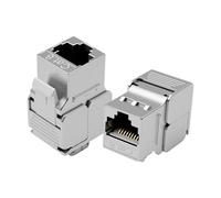 2 módulos Keystone CAT 8 hembra RJ45, 40 Gbps hasta 2000 MHz, montaje sin herramientas para cables CAT8/CAT7A/CAT7, totalmente blindado STP con carcasa de metal, compatible con panel de conexión y