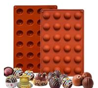 2 Moldes de Chocolate Semi Redondos de 24 Cavidades, Molde Silicona Reposteria，Moldes Bombones，Mini Moldes de Chocolate para Bombones, Pasteles, Gelatinas, Mousse de Cúpula