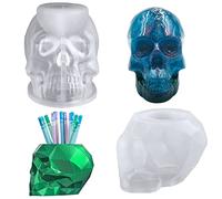 2 moldes de resina de calavera, FineGood 3D grandes moldes de silicona para resina de almacenamiento de bricolaje, para hacer velas