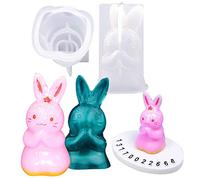 2 moldes de resina de conejo de Pascua, moldes de resina epoxi de silicona para manualidades de resina hecha a mano, manualidades, jabón, velas, yeso, decoración del hogar