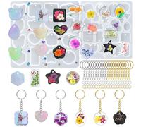 2 moldes de resina de silicona con llavero, moldes de resina FineGood para llavero, moldes de resina epoxi, moldes de joyería de resina para collares y colgantes