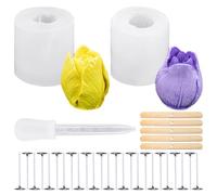 2 moldes de silicona con flores de peonía, 32 herramientas de velas DIY, formas de flores, moldes de velas 3D, adecuados para la fabricación de velas y aromaterapia