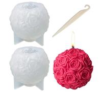 2 Moldes De Silicona con Forma De Bola De Rosa Y 1 Cuchillo Raspador, Moldes para Velas, Moldes para Aromaterapia, Suministros para Manualidades DIY