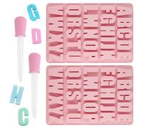 2 moldes de silicona con letras de la A a la Z, moldes de silicona grandes, molde de chocolate de resina epoxi, moldes de silicona para decoración de tartas con 2 goteros, para cumpleaños DIY