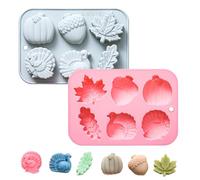 2 moldes de silicona de Acción de Gracias de otoño, moldes de silicona de calabaza 3D, Halloween, otoño, calabaza, hoja de arce, bellota, pavo, chocolate, caramelos, pasteles, pasteles, jabón, velas