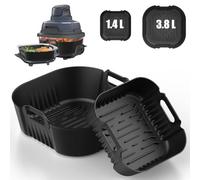 2 moldes de silicona para airfryer Ninja CRISPi FN101EUGY, FN101EUST y FN101EUSG 3,8 L/1,4 L, inserto de silicona reutilizable en lugar de papel de horno para Ninja Crispi Air Fryer Accesorios